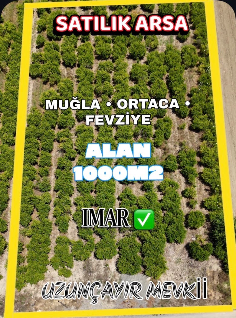 Ortaca Fevziye mahallesinde uzun çayır mevkiinde satılık imarlı arsa